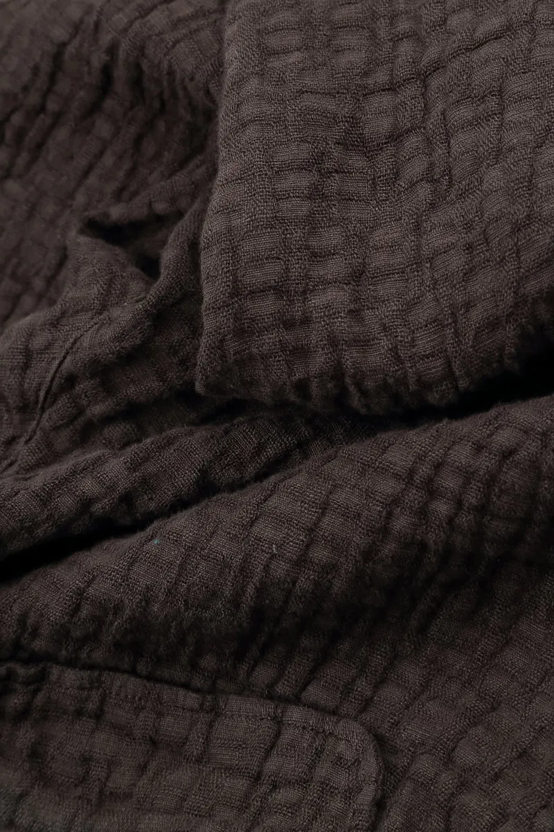 Layered Comfort Look Seamless Street Fit Single Button Forest Brown Textured Linen Jacket