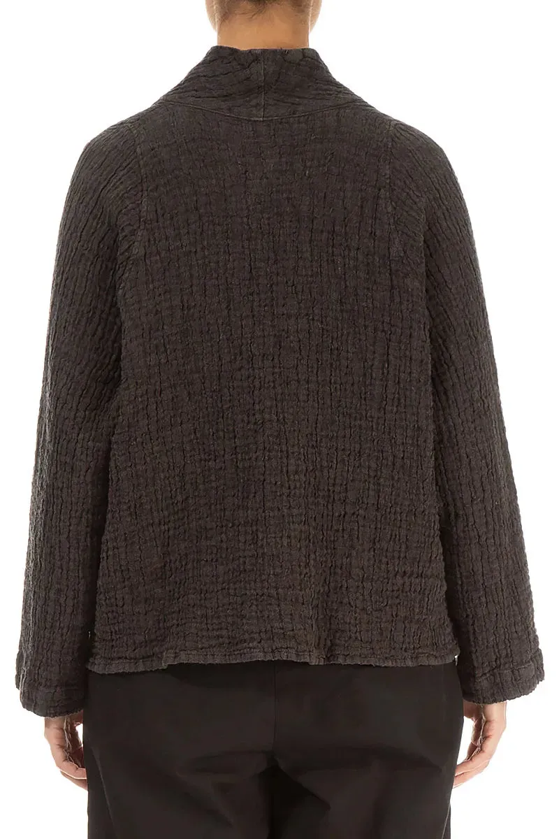 CompressionPackableFabric Casual Chill Look Single Button Forest Brown Textured Linen Jacket