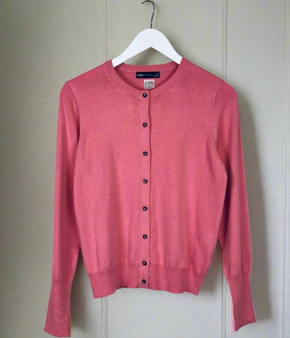 Dusky Pink Classic Round Neck Cardigan Versatile Outfit Cozy Flex Fit