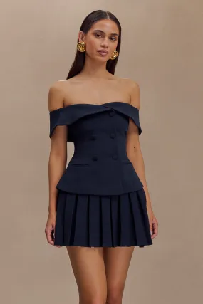 Breathable mesh Krista Strapless Suiting Top - Navy