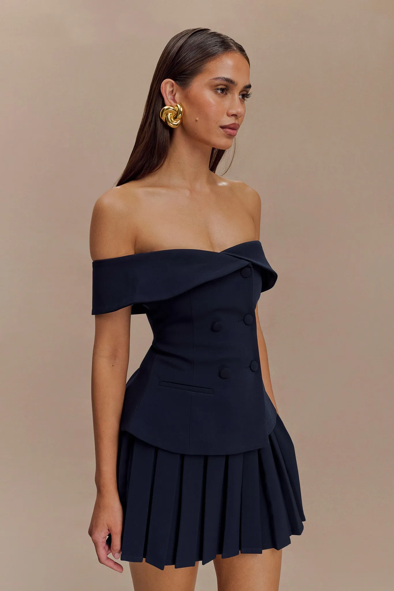 Krista Strapless Suiting Top - Navy AllDaySoftness Lightweight Material