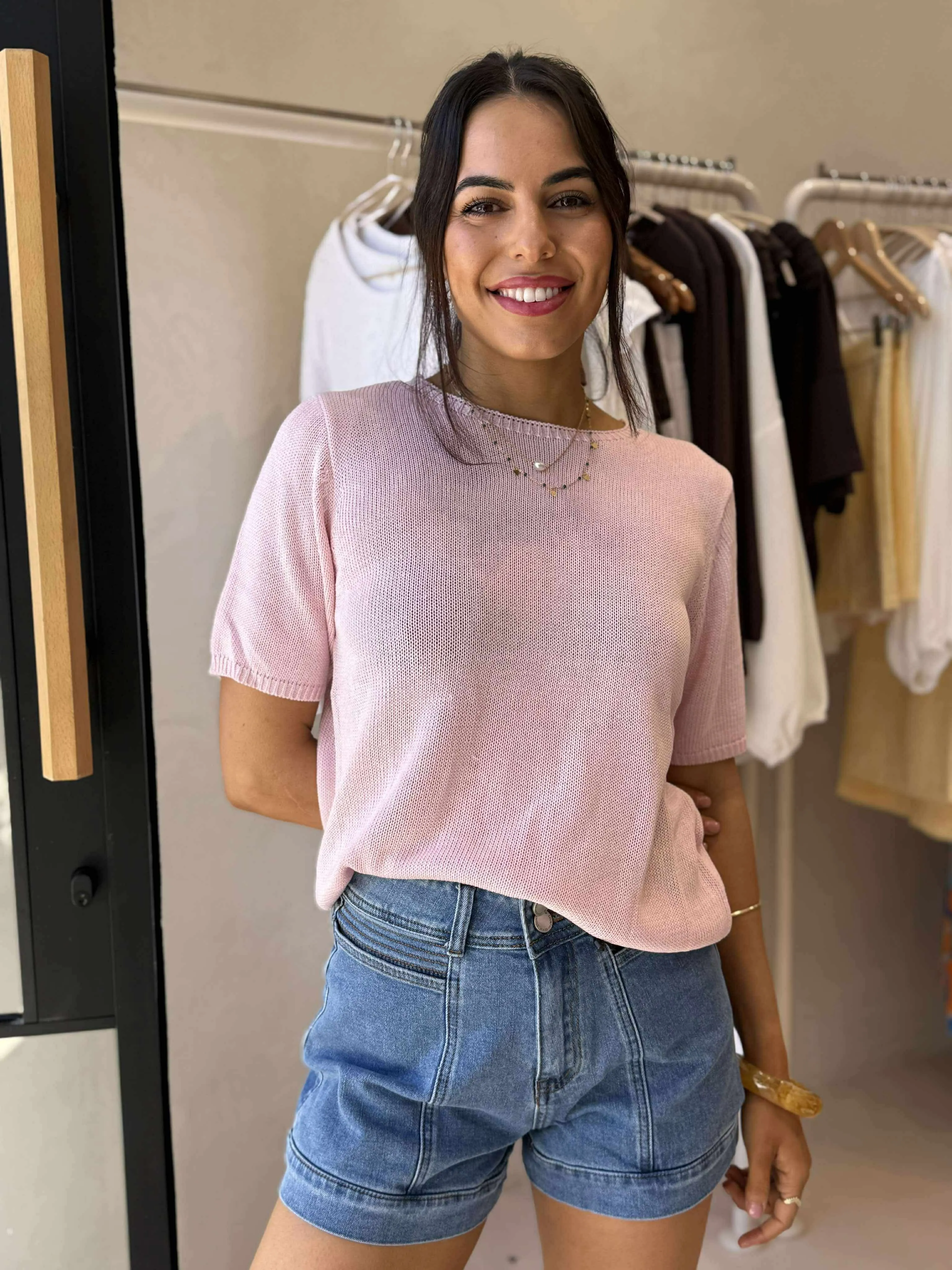 StretchKnit Summer Blouse SUMMER KNIT TOP - PINK