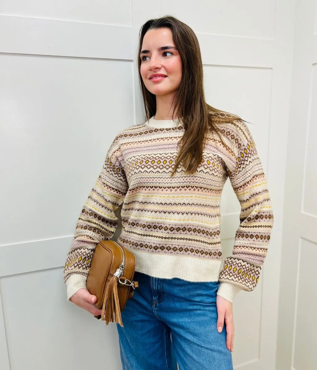 Mocha Fairisle Pattern Jumper Knit Wearable