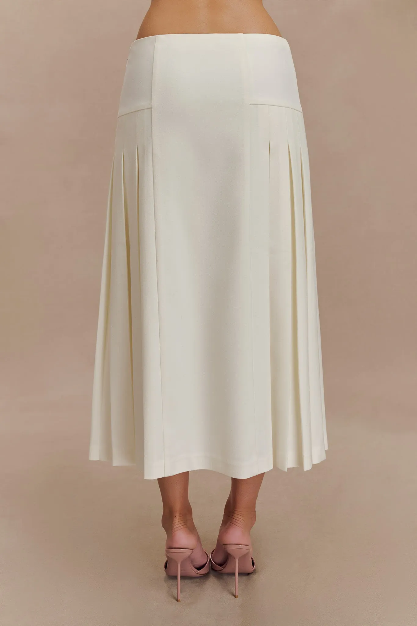 Body Sculpting Active Comfort Fit Brigette Pleated Midi Skirt - Ivory