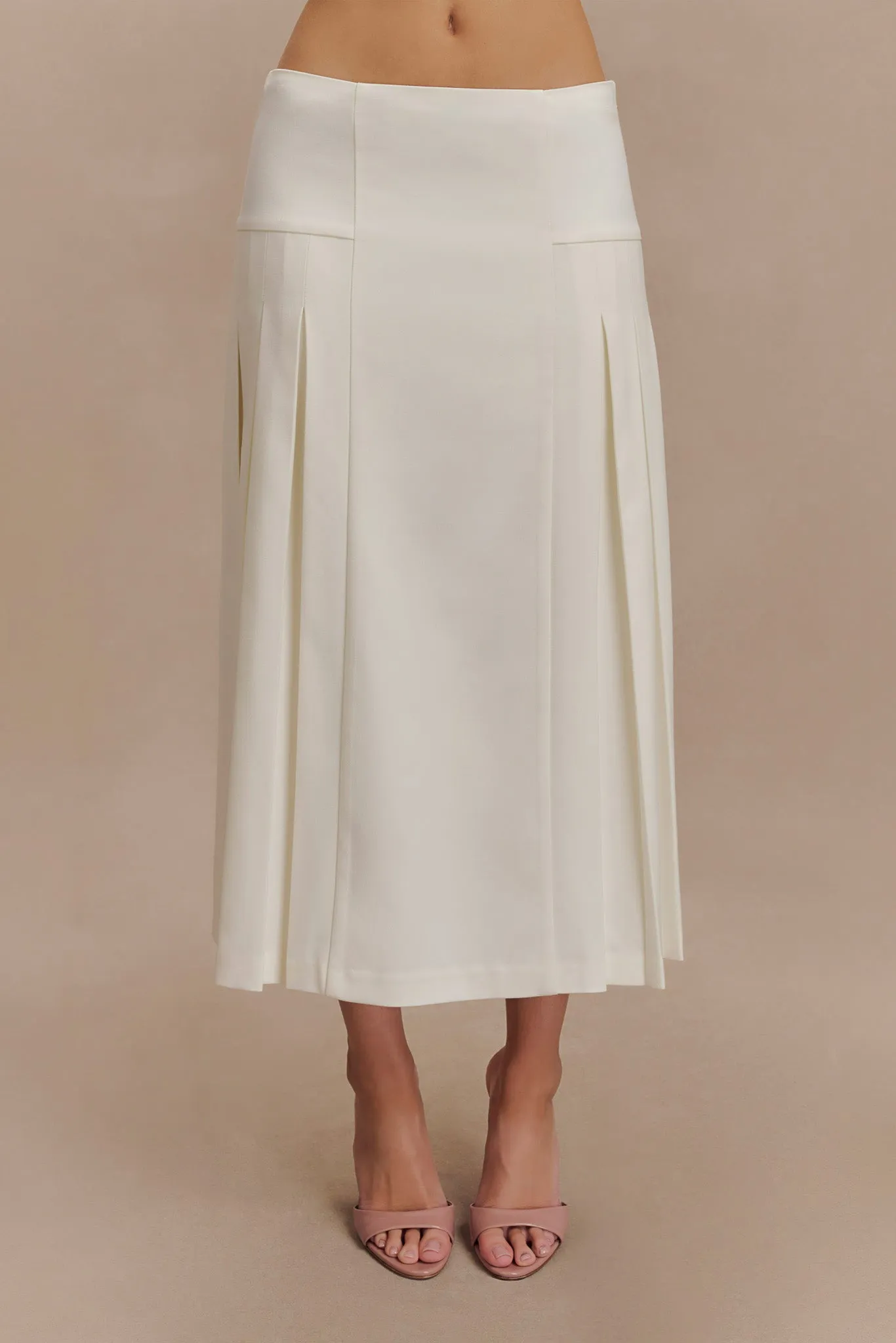 Essential Fit Active Comfort Fit Brigette Pleated Midi Skirt - Ivory