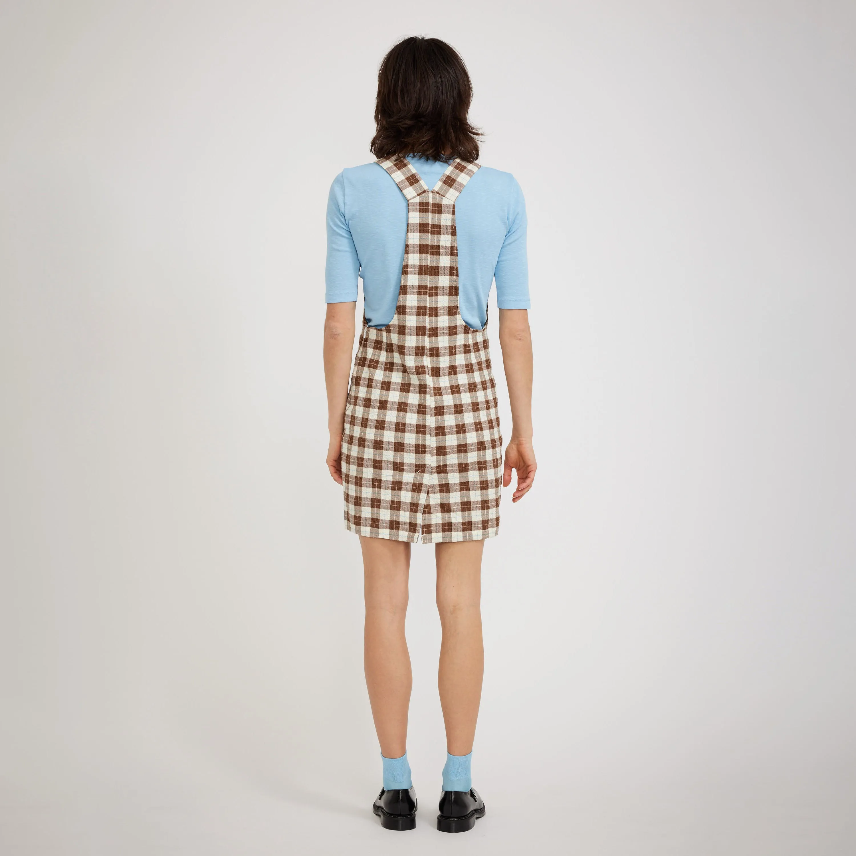 Simple Ease Cosmic Dress Brown Check Seersucker
