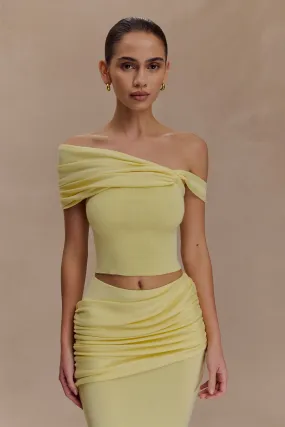 Lightweight Knit Irene Gathered Knit Top - Lemon