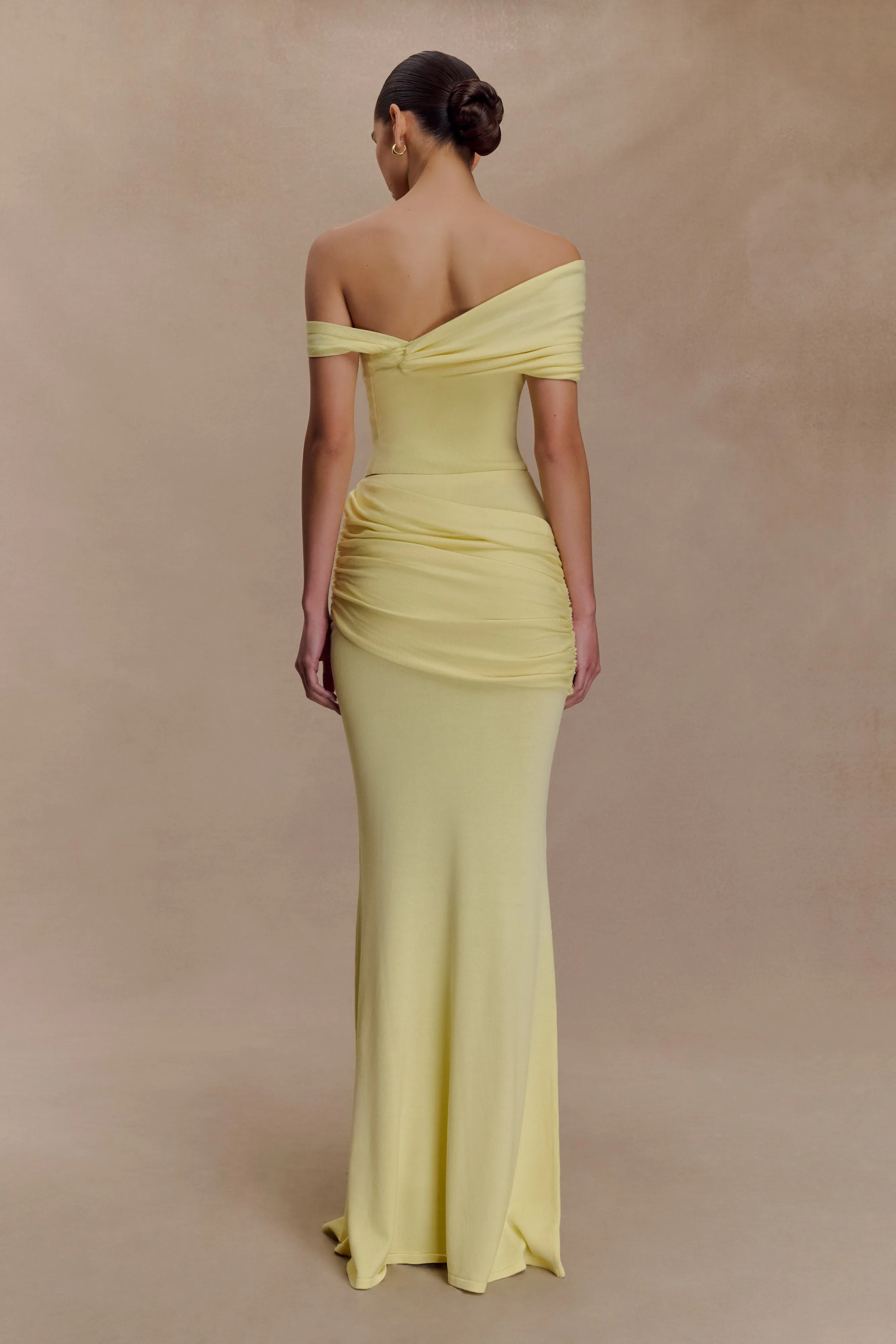 Irene Gathered Knit Top - Lemon Stain Resistant Treatment