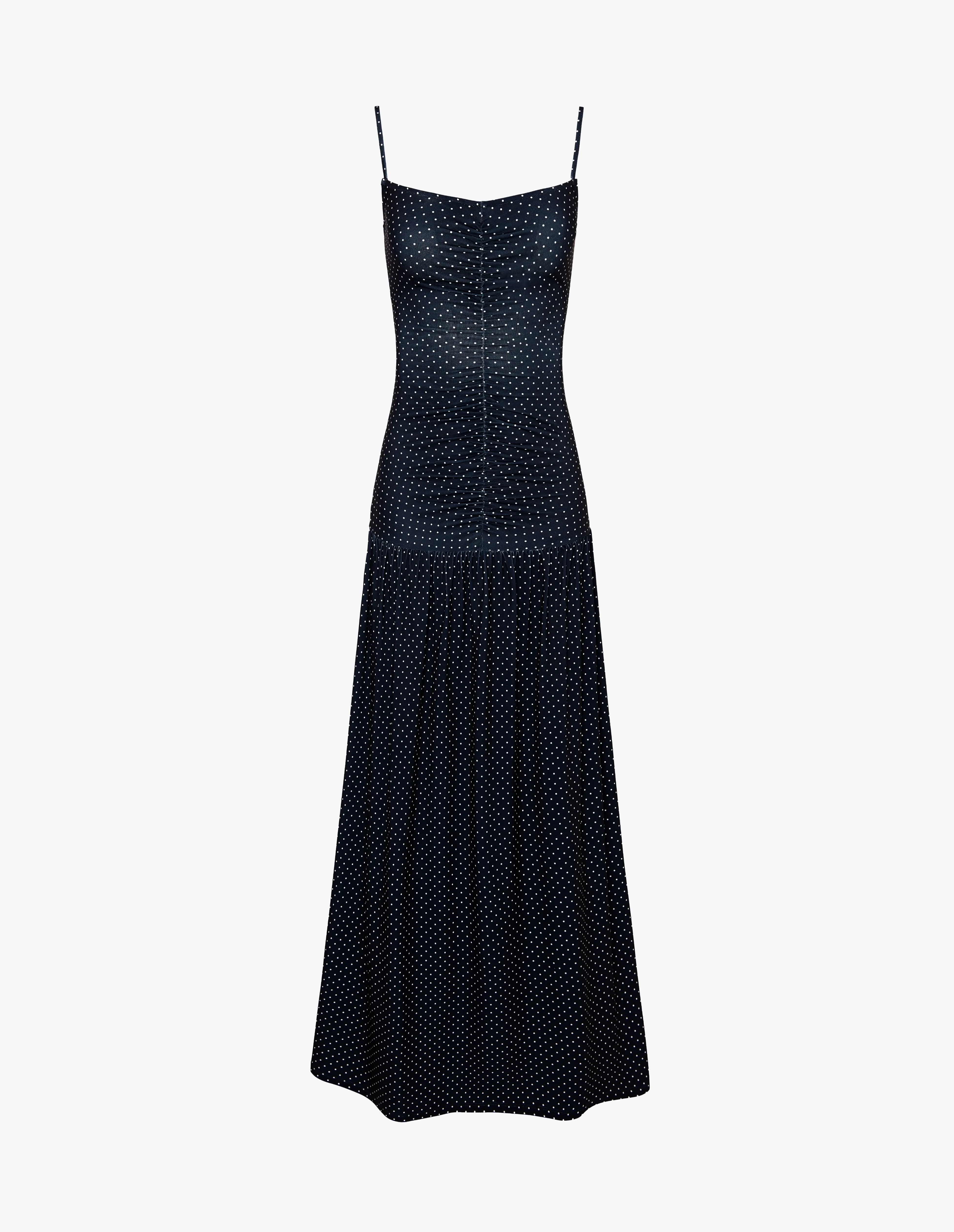 Spring Ready Easy Comfort Look Ruched Front Scoop Maxi Dress