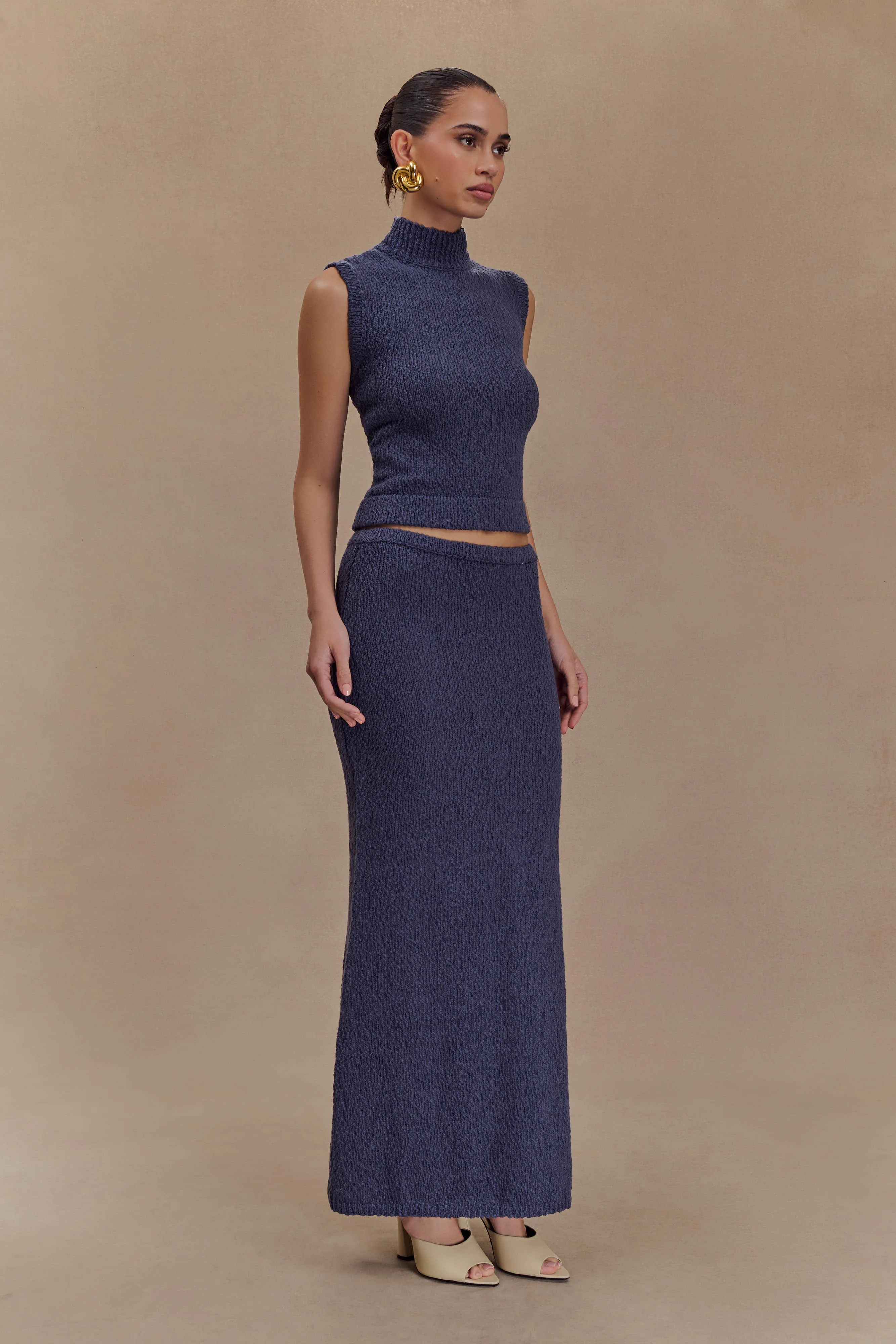 Moira Boucle Maxi Skirt - Steel Active Performance Low Bulk Material