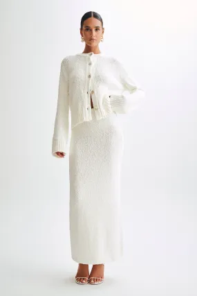 Sleek Cut Moira Boucle Maxi Skirt - White