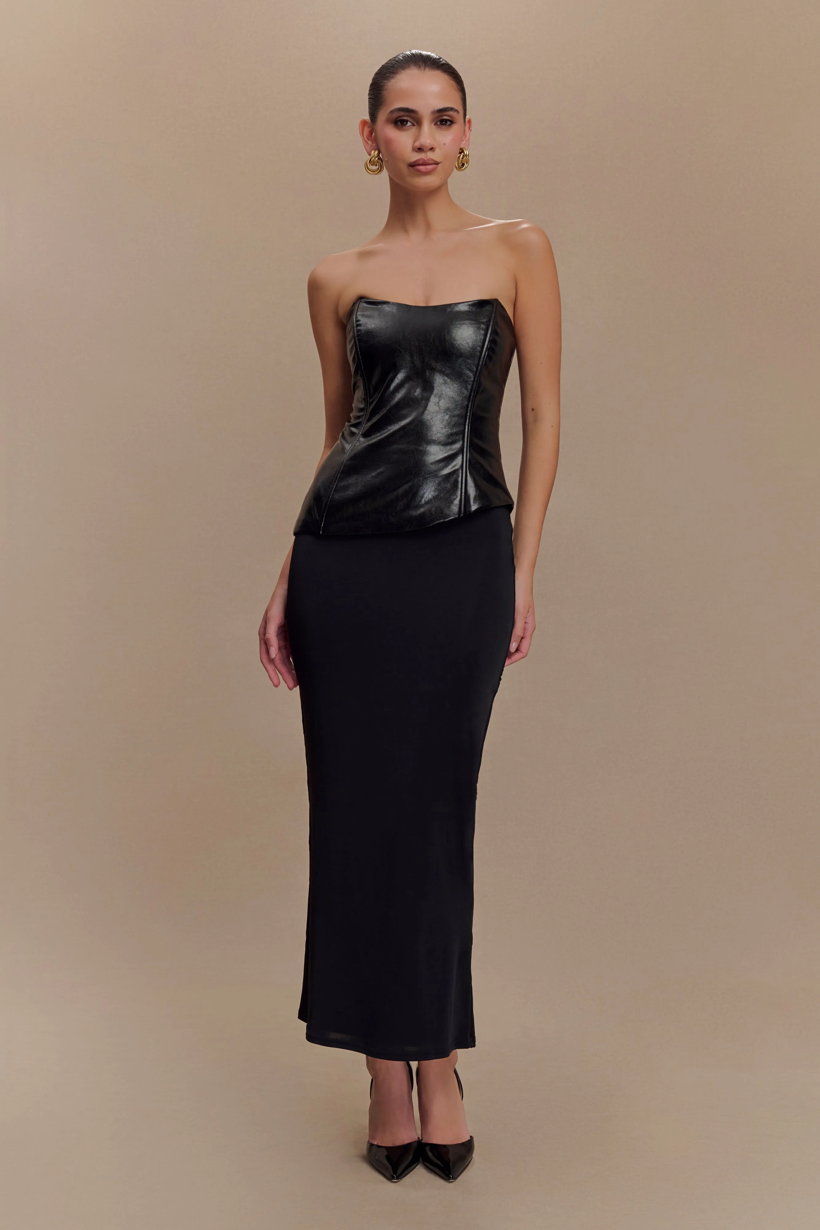 Outdoor Apparel Allana Faux Leather Strapless Top - Black