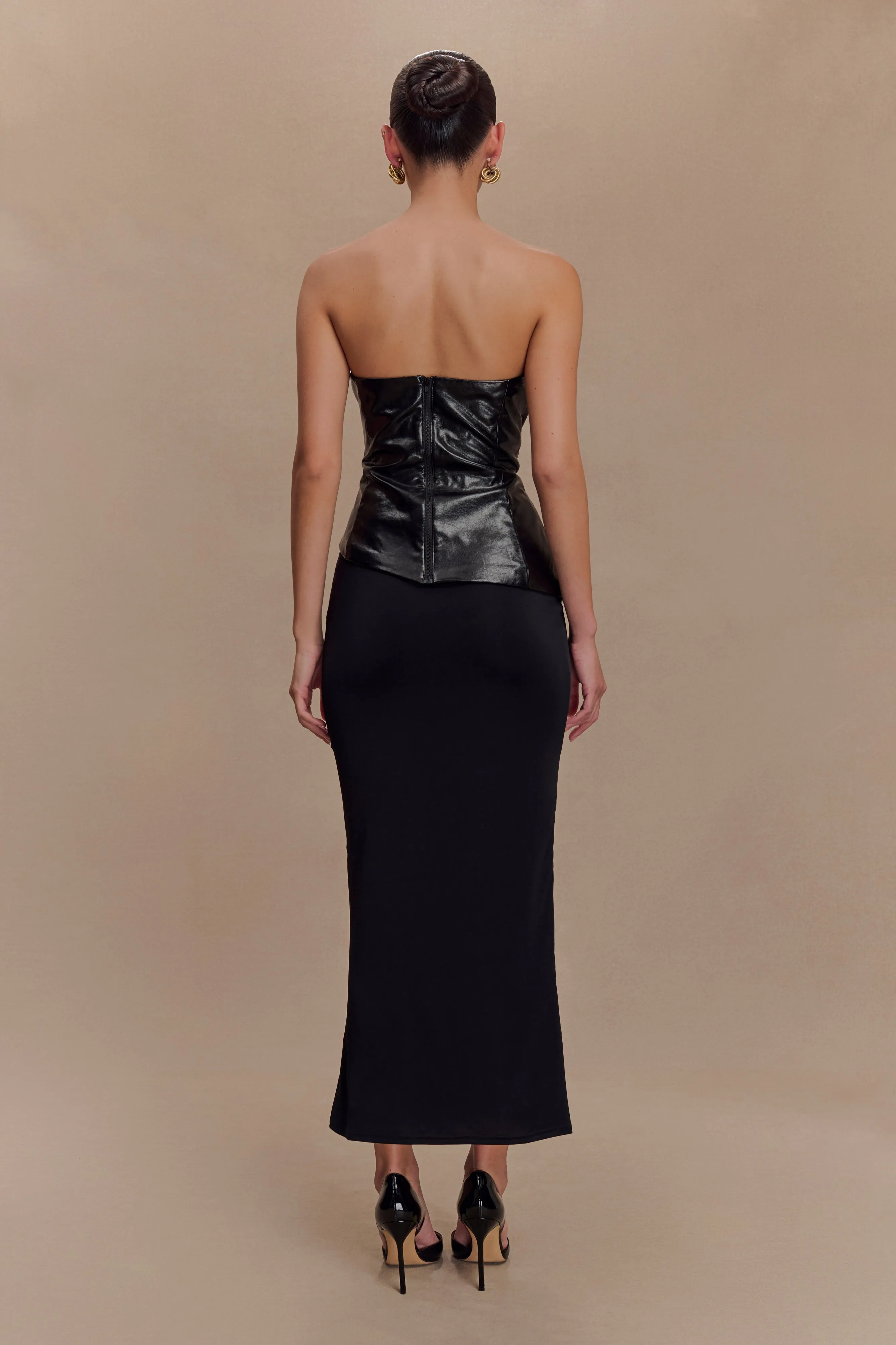 Allana Faux Leather Strapless Top - Black SeamlessDesign NonRestrictive