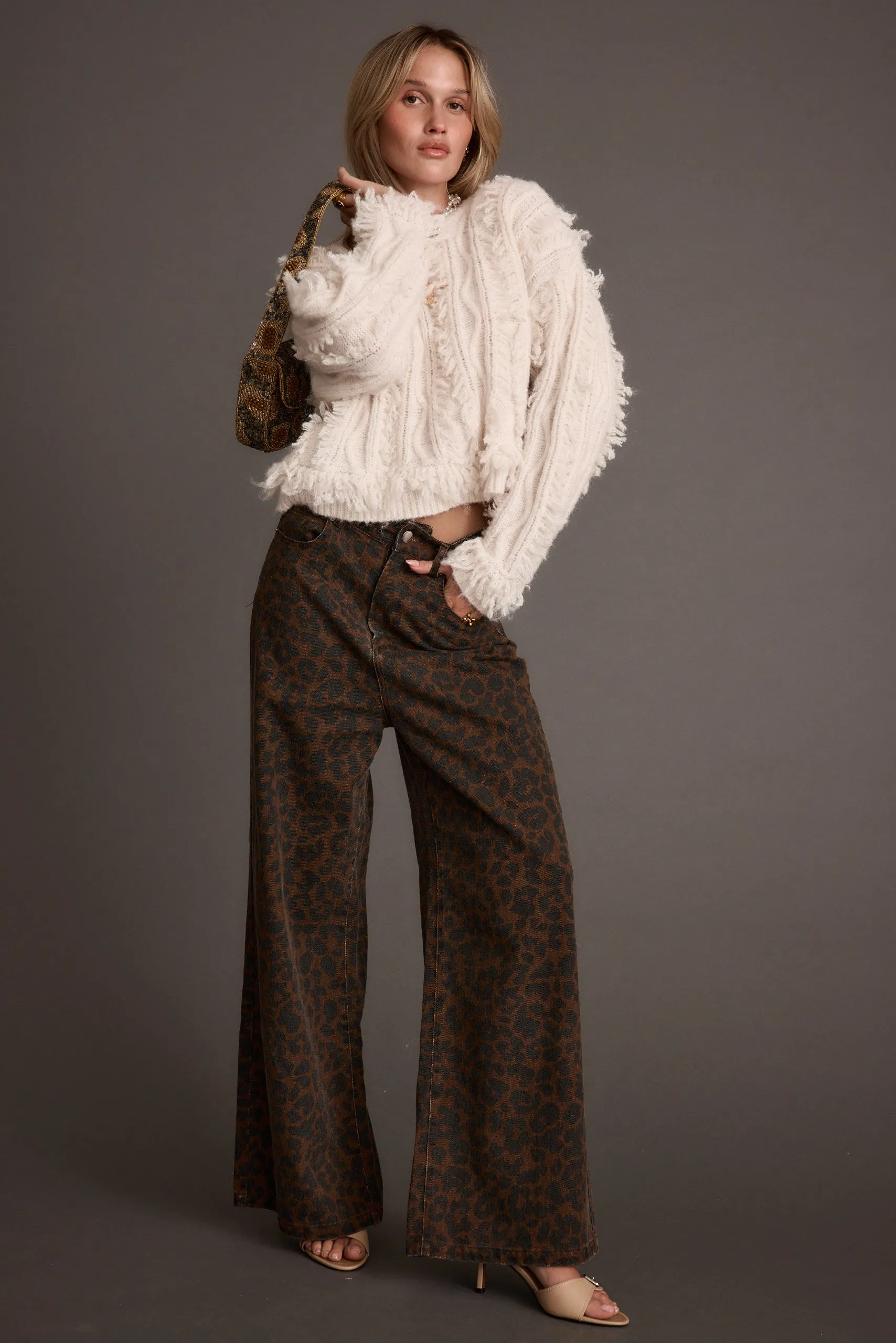 Lorie Beige Fringe Sweater Anti Microbial Lining