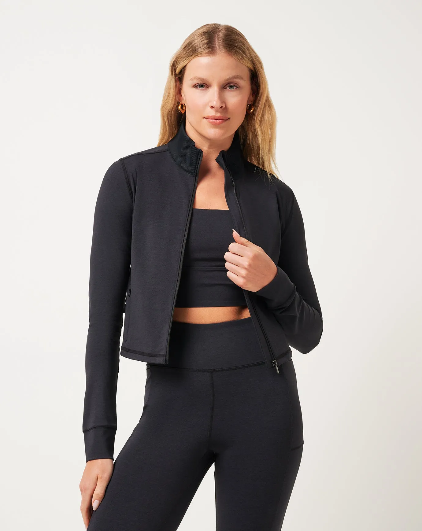 Flatlock Seam Design Flexible Waistband Adaptation Moveknit Full Zip