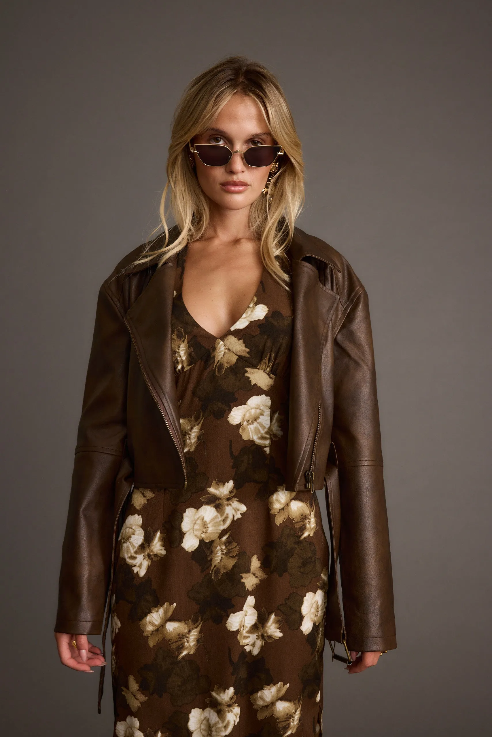 SoftTouch Quick Dry Fabric Mulholland Mocha Vegan Leather Moto Jacket