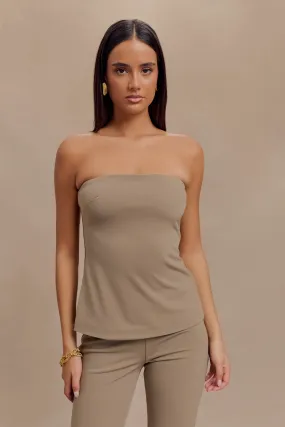 EcoFriendlyBlend Fashion Statement Antonia Strapless Cut Out Top - Mushroom