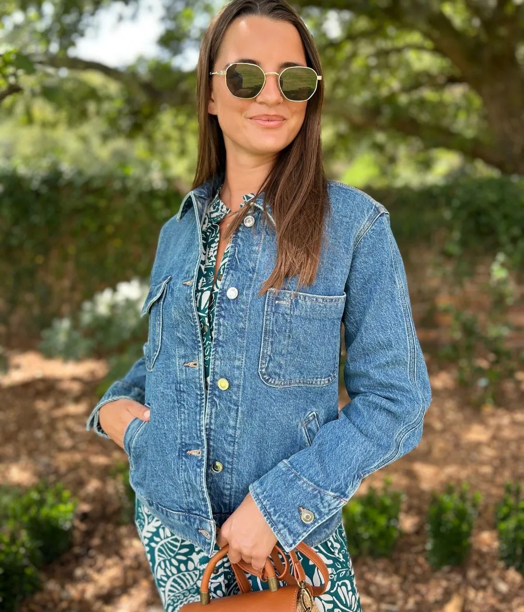 AirflowVents Smooth Zipper Action Blue Utility Oversized Style Denim Jacket