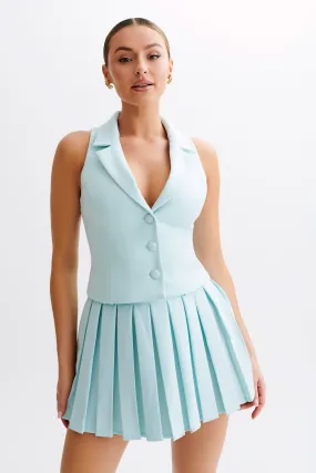 Mura Suiting Vest - Ice Blue HoodedVersion Adjustable Hem Toggles