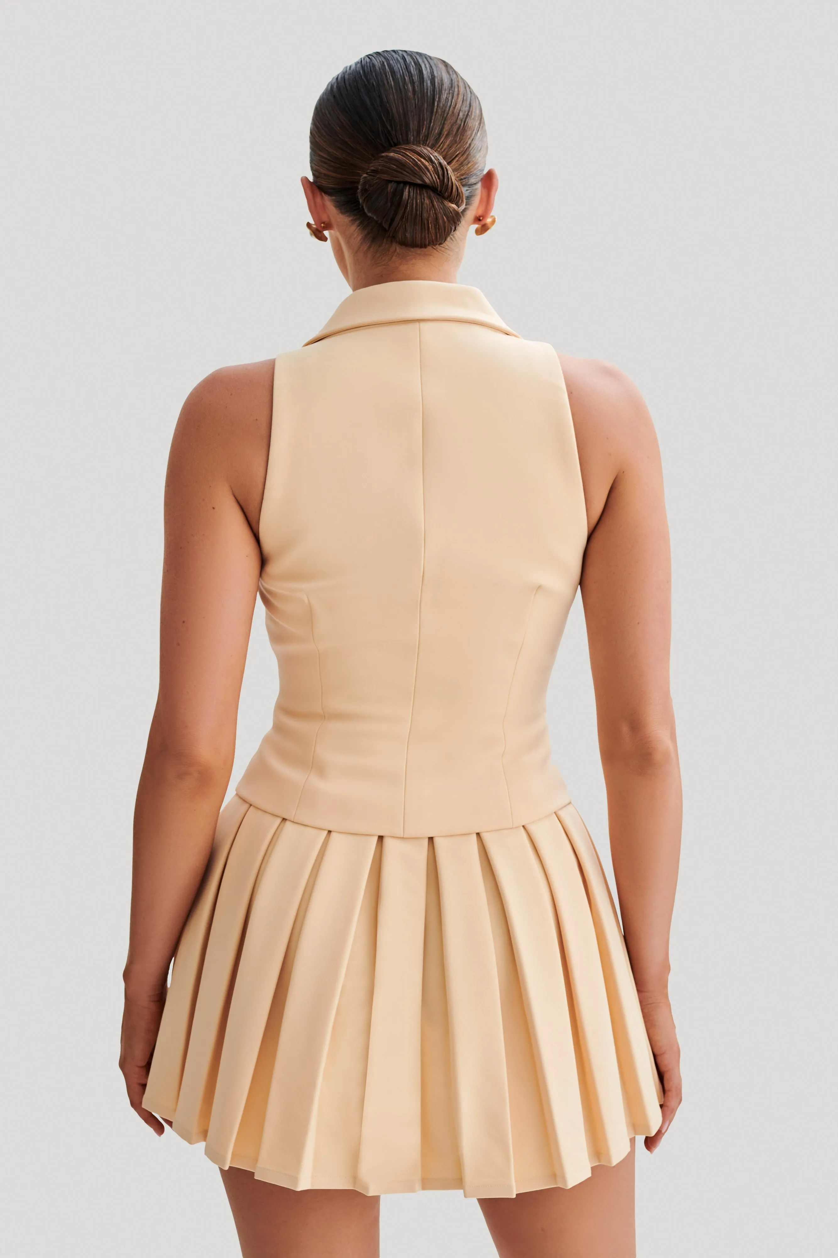 Layered Collar Mura Suiting Vest - Peach