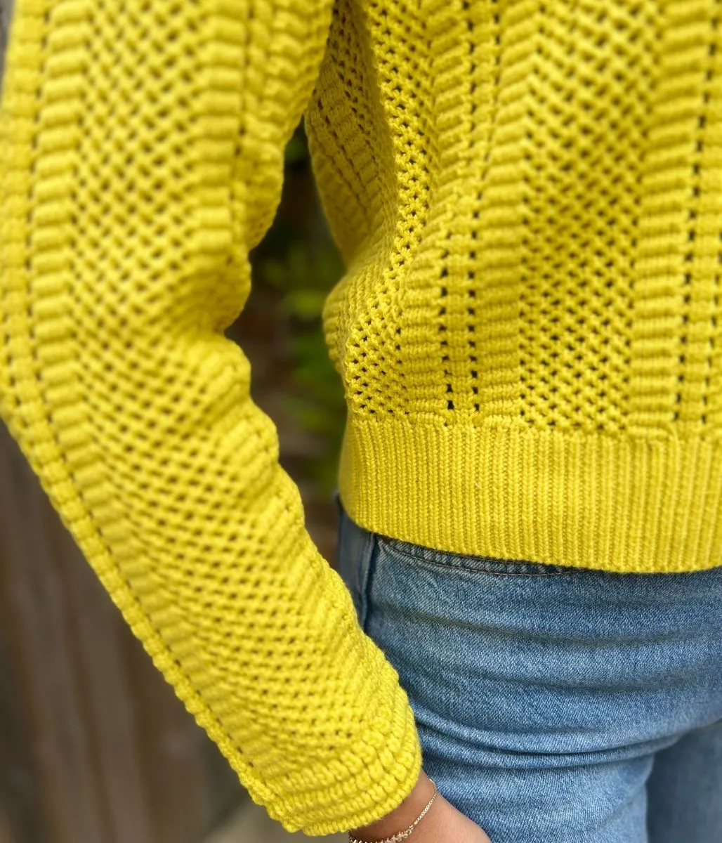 Mustard Cotton Blend Textured Jumper Effortless Comfort Fit