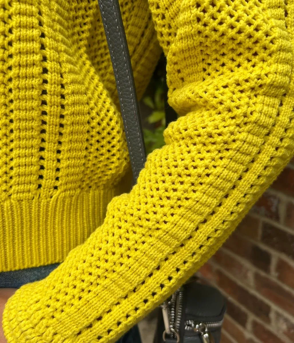 Soft Knit Style Textured Fabric Mustard Cotton Blend Textured Jumper