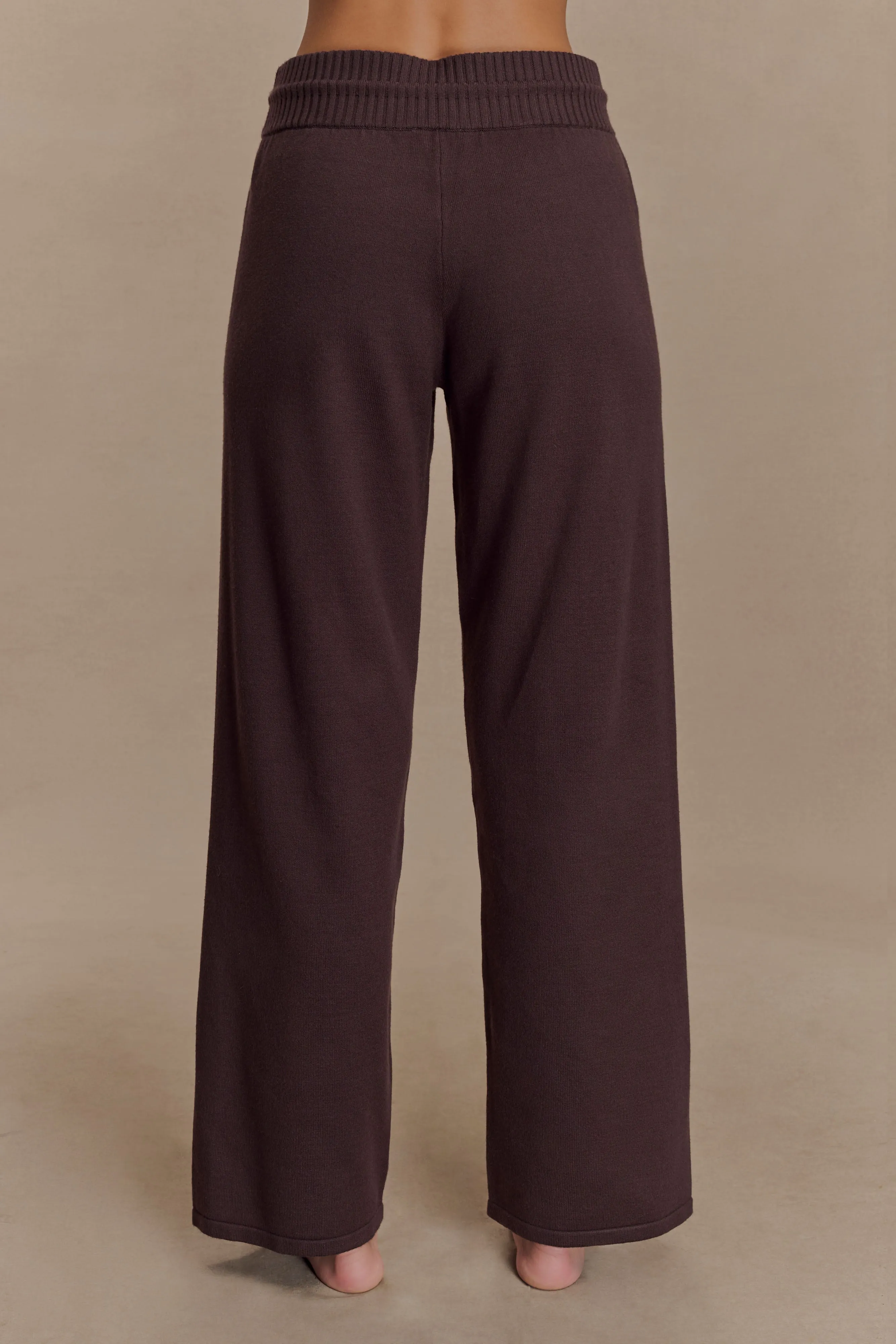 Natalya Knit Wide Leg Pants - Dark Chocolate Comfortable fit High Stretch Fit