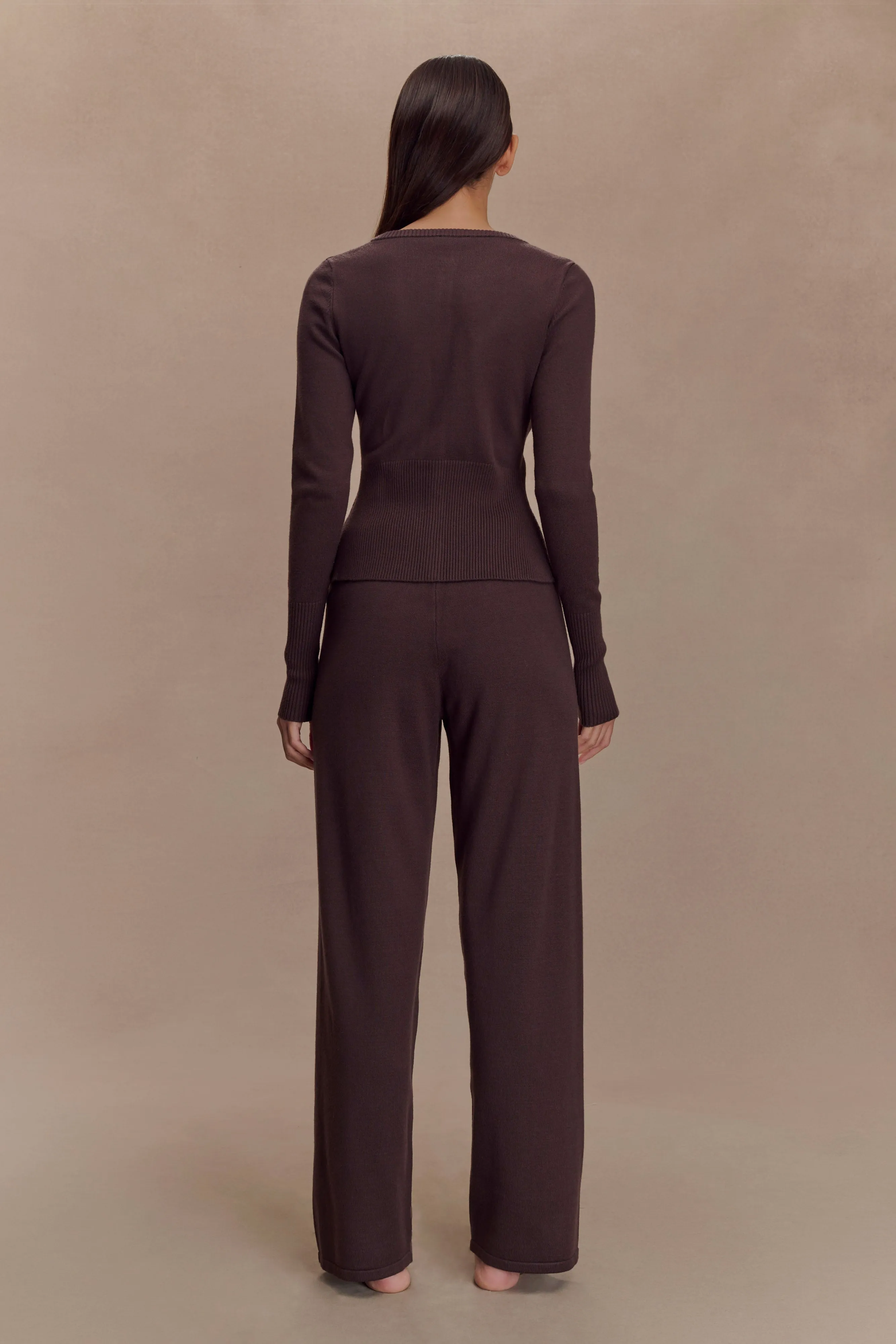 Natalya Knit Wide Leg Pants - Dark Chocolate Effortless Style Tangle Free Cuffs