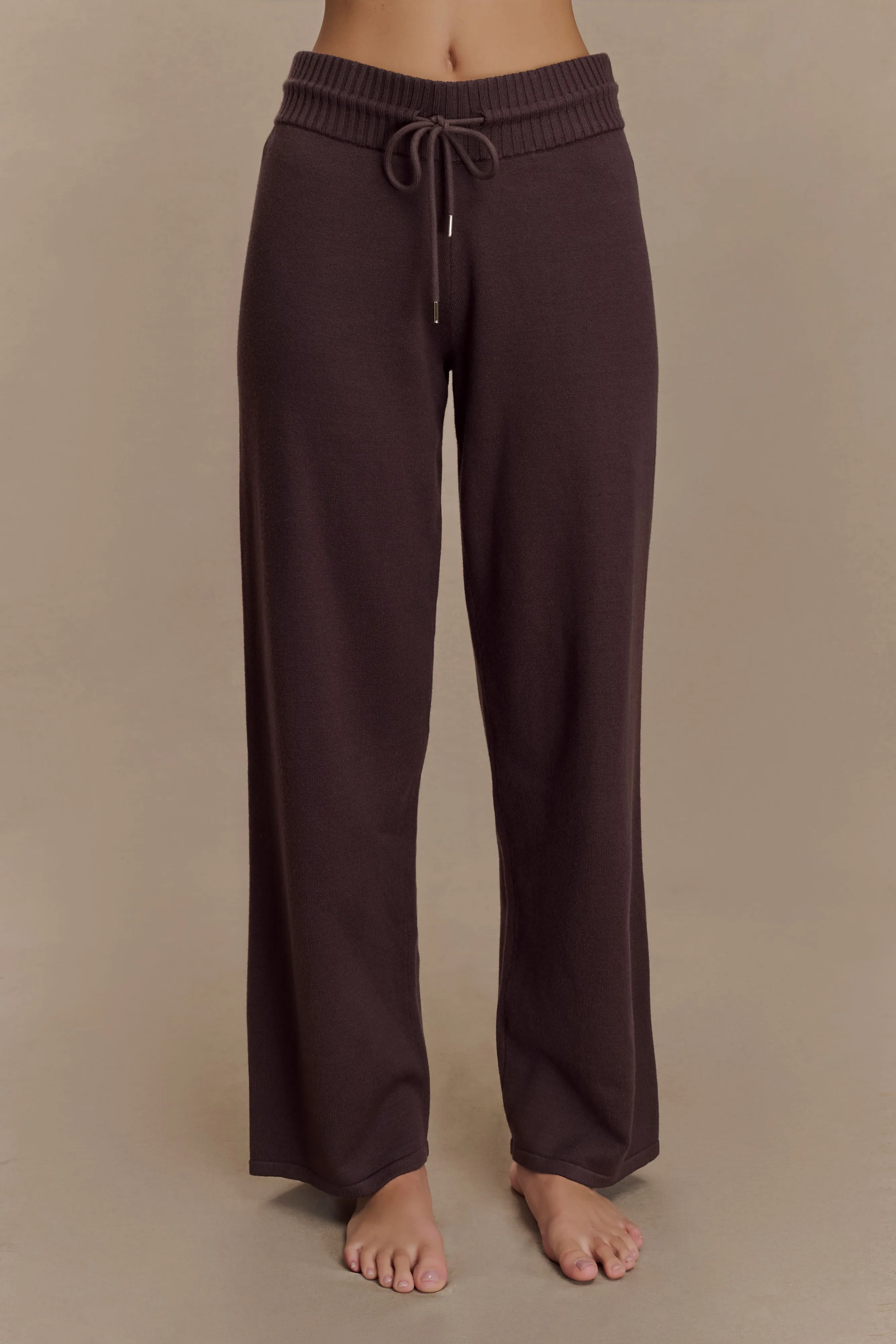 Natalya Knit Wide Leg Pants - Dark Chocolate Street Active
