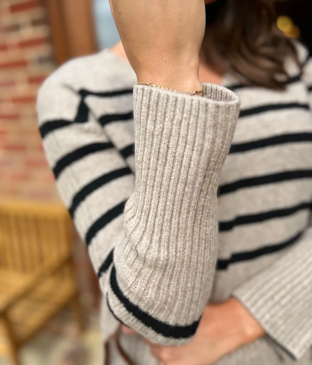 Soft Touch V Neck Striped Jumper Effortless Comfort Fit Snuggly Design