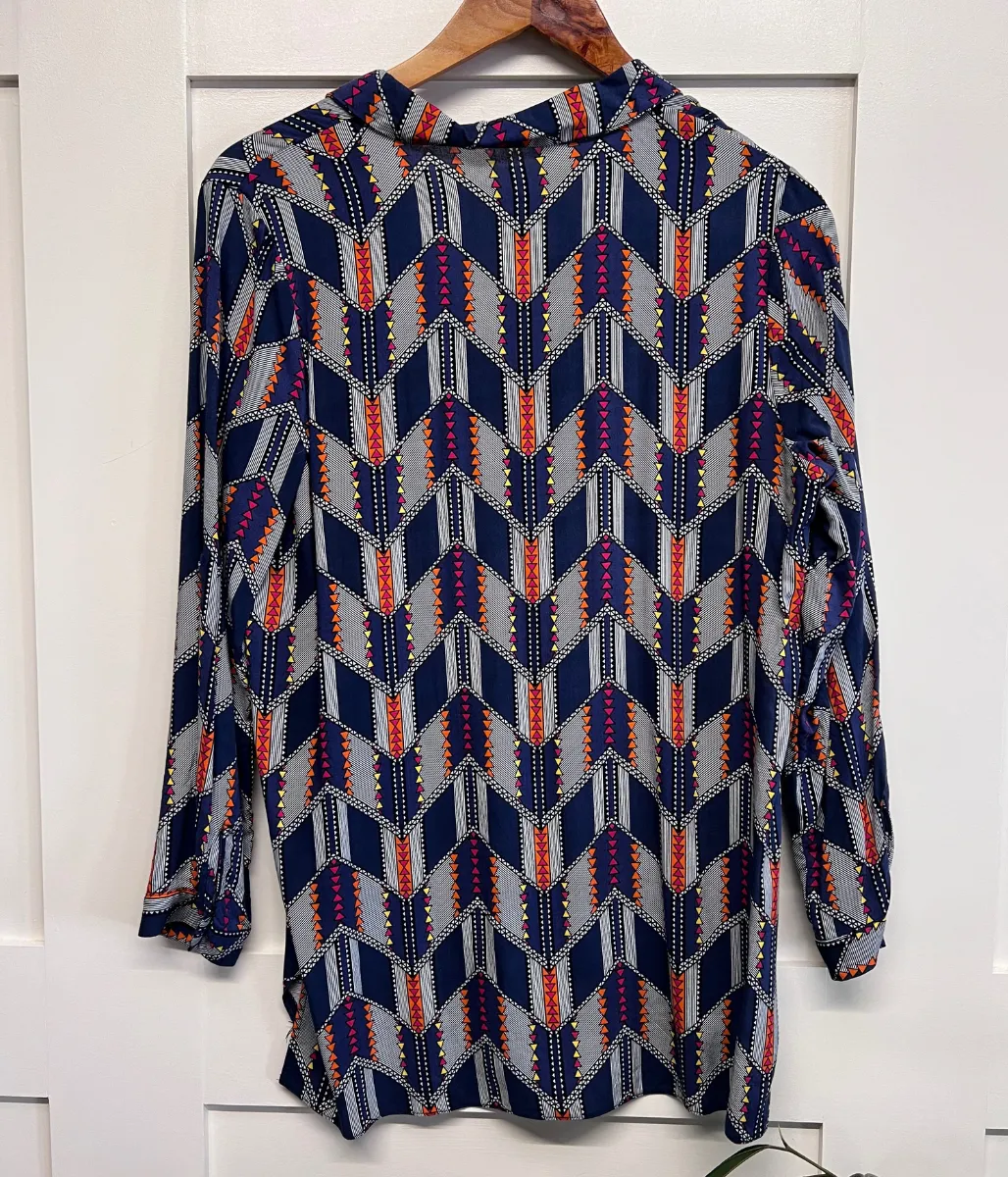 Comfortable Pants Navy Aztec Tunic Top