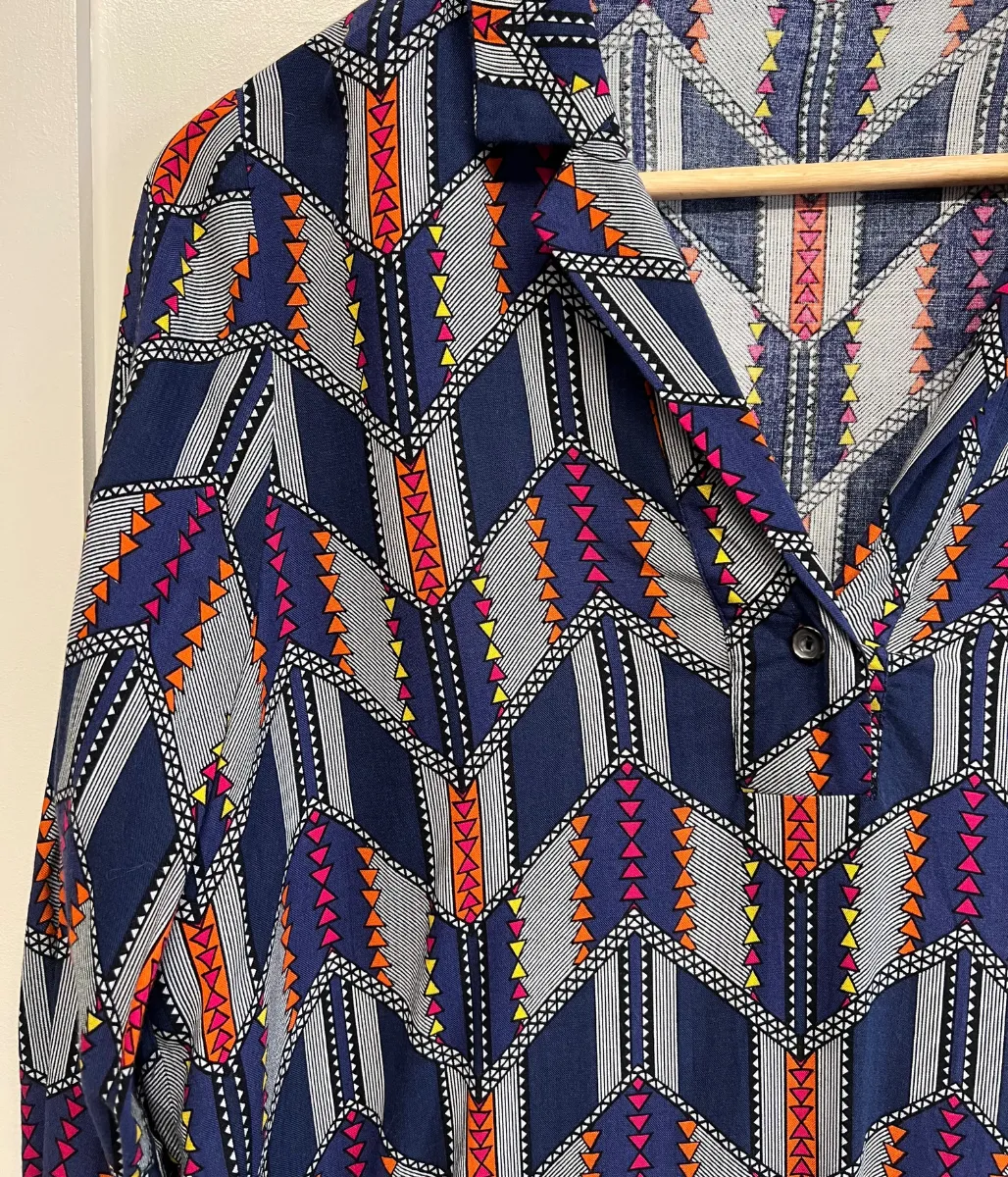 Tropical Glow Navy Aztec Tunic Top