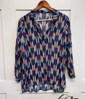 Navy Aztec Tunic Top Opaque Tone