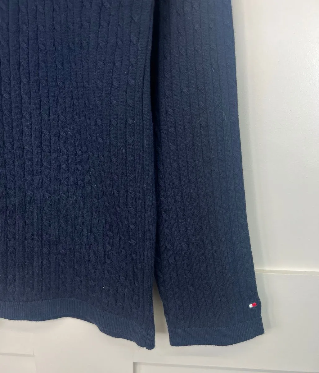 Comfy Appeal Navy V Neck Cable Twist Jumper