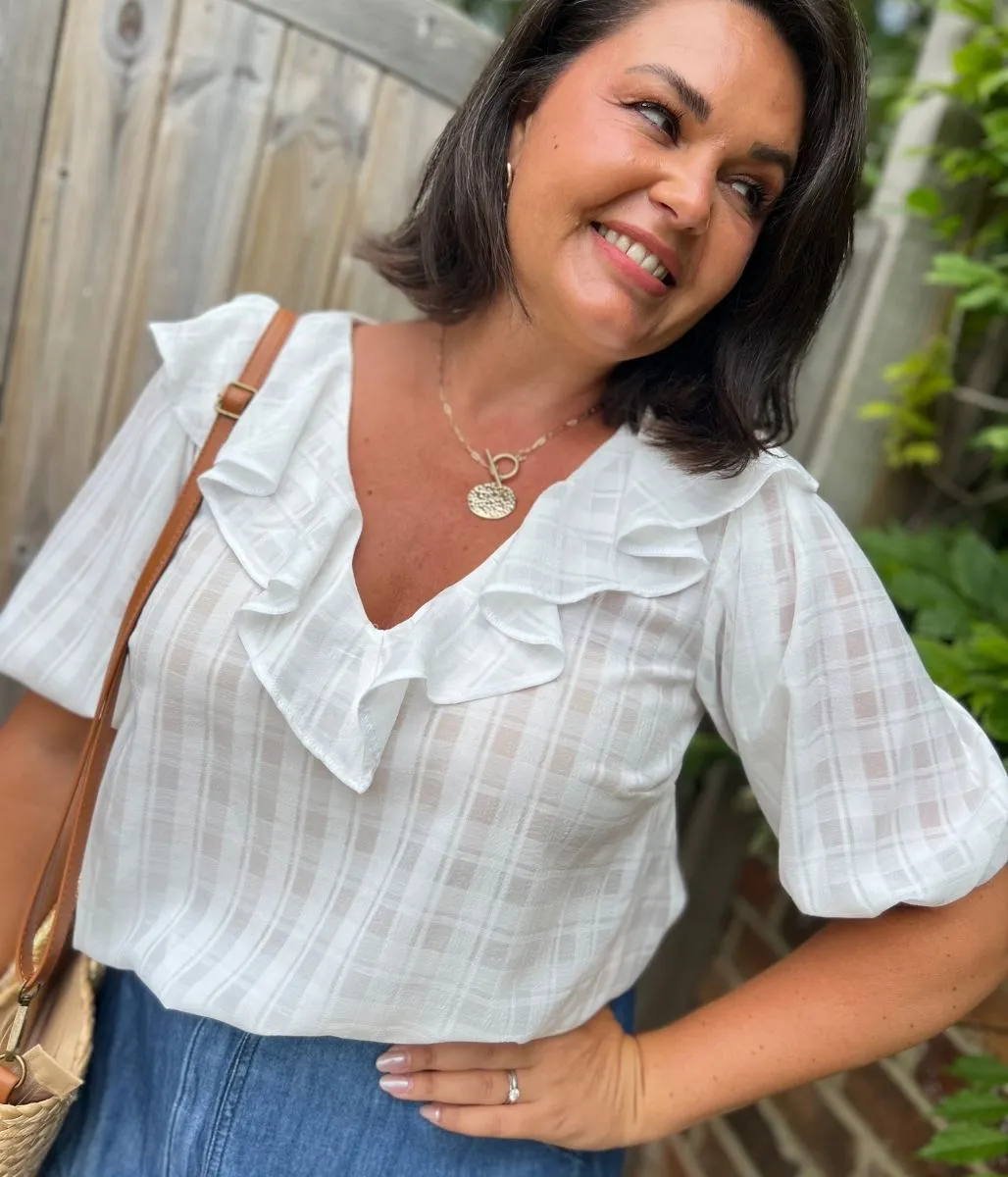 Quick Wear White Ruffle Collar Blouse