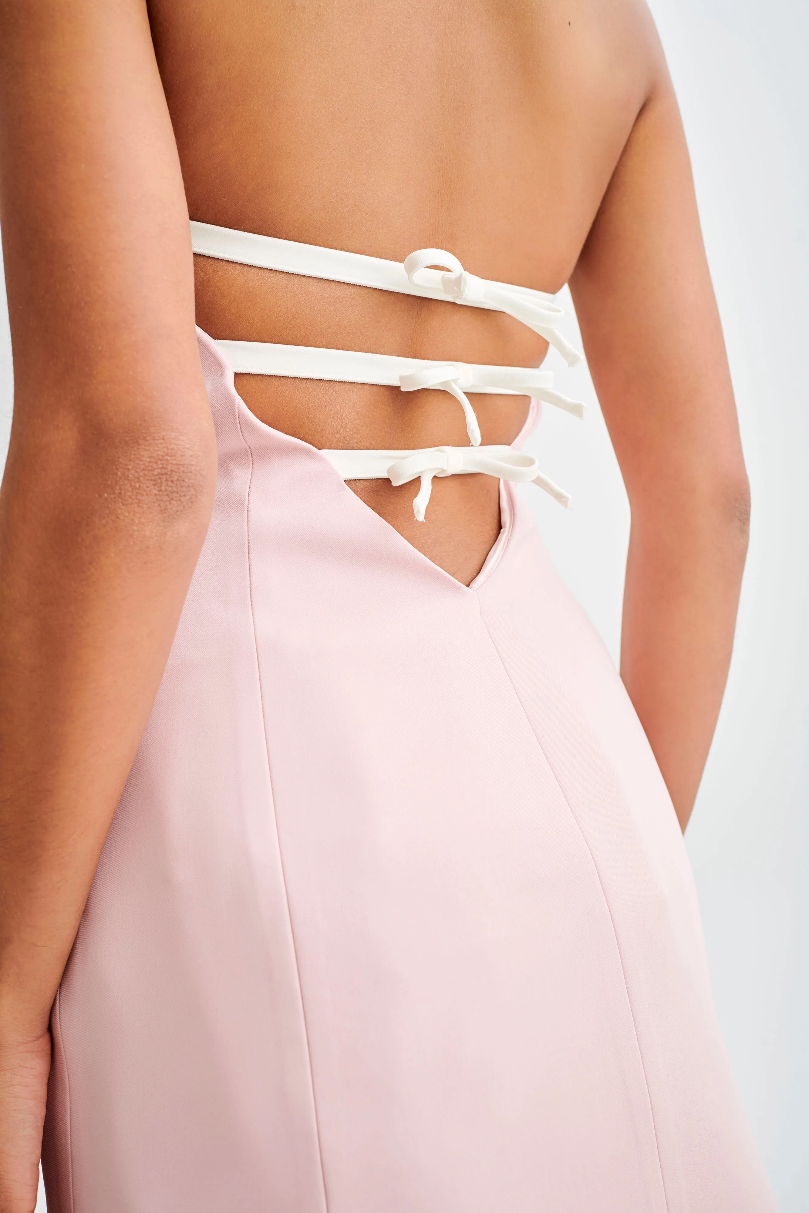 Neeka Strapless Bow Back Mini Dress - Pink Breathable Layering Body Confidence