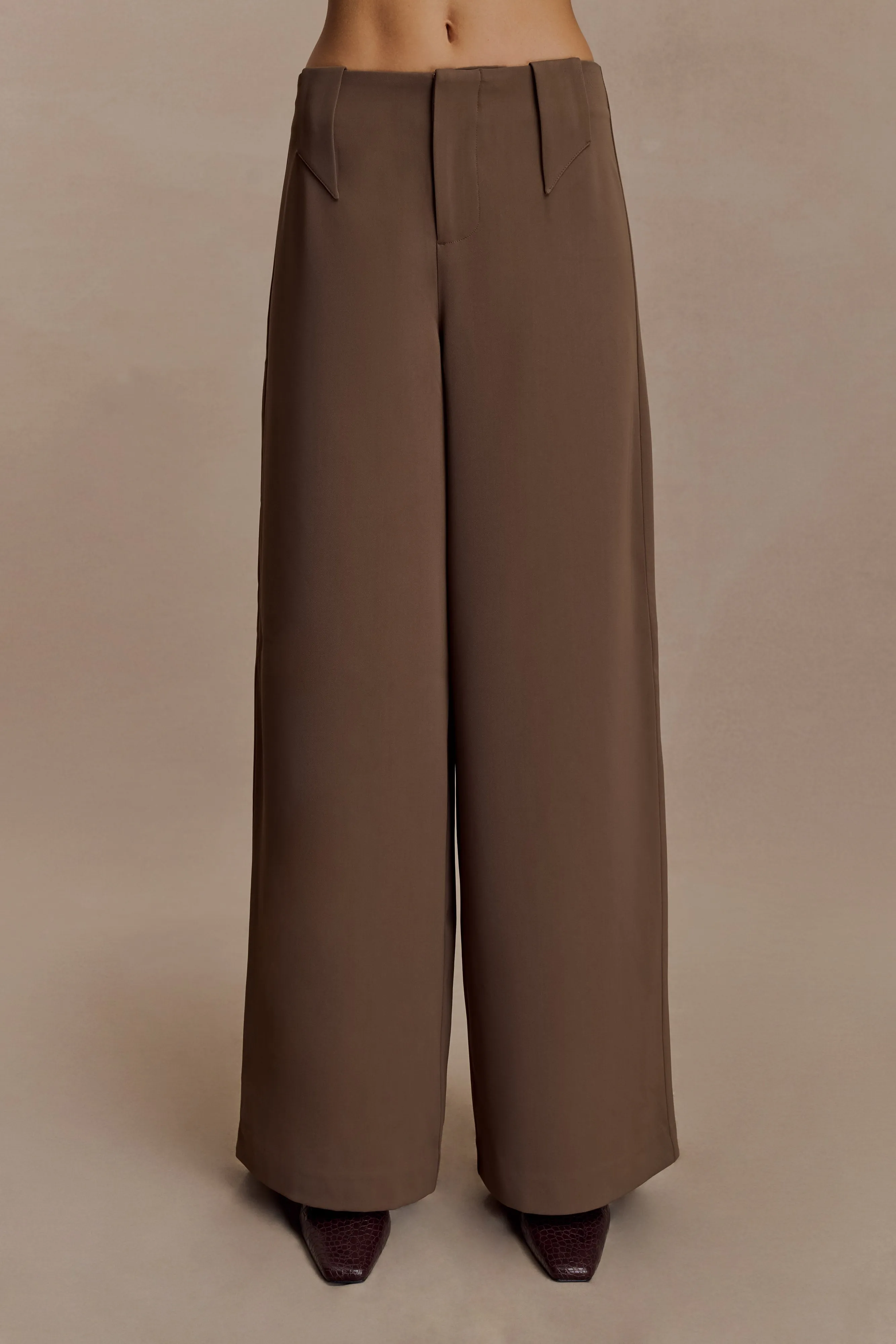 Effortless Design Layering Essential Arlo Wide Leg Suiting Trouser - Cacao Brown