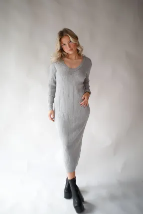 GREY KNIT MIDI DRESS Fresh Glow