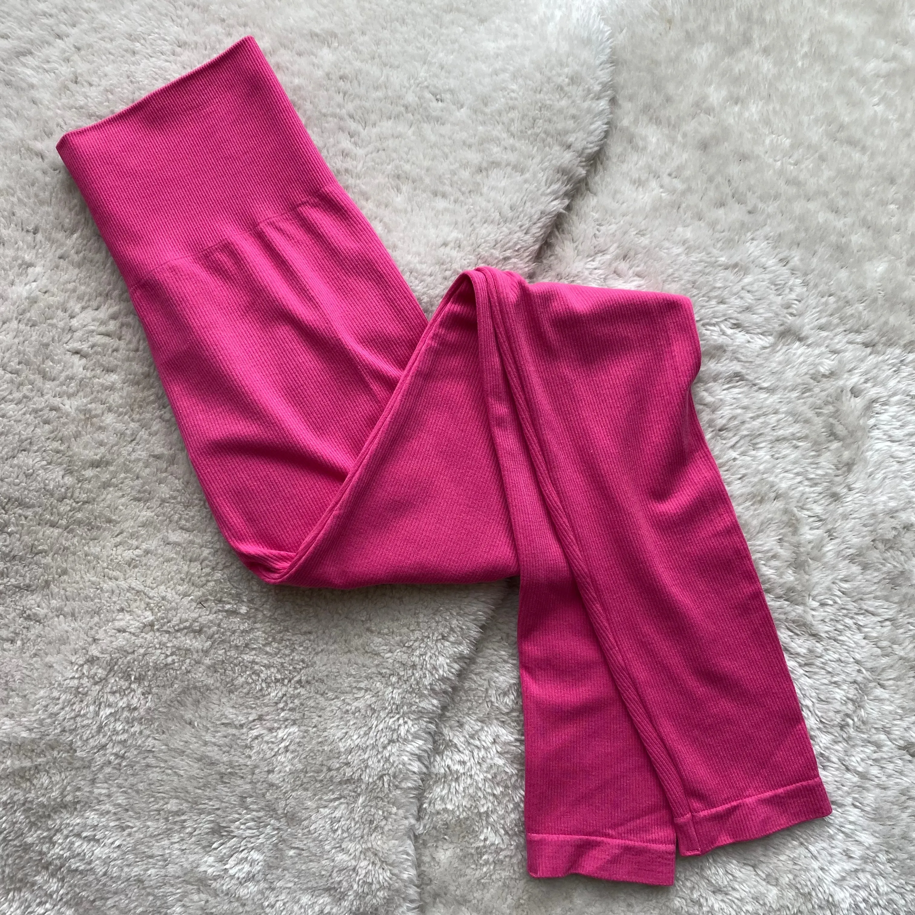 Sporty Stretch Wear Unisex Style Body Shaping Bamboo High Waisted Ribbed Leggings