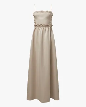 Silk-Blend Day Fit Ruffle Bib Maxi Dress