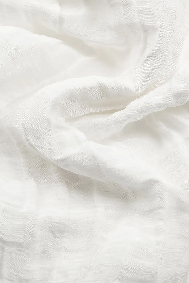 Taper Off White Crinkled Silk Linen Trousers clean look OdorResistantFinish