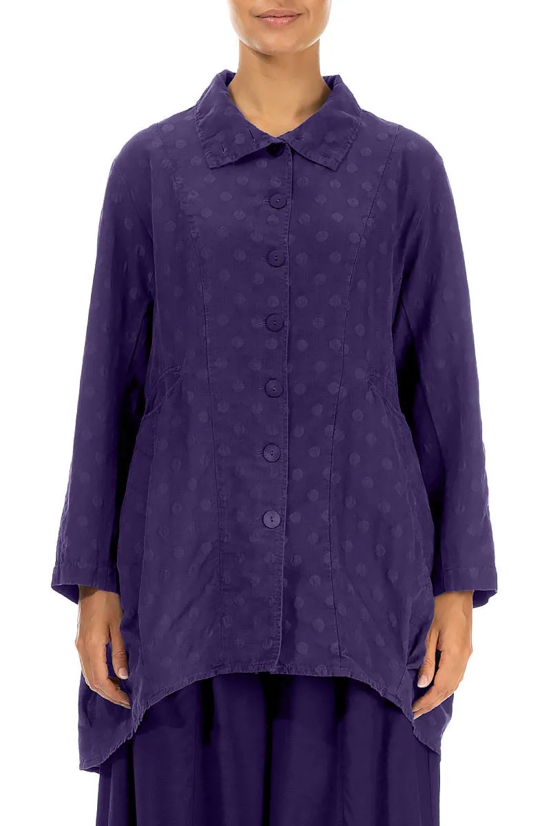 Dotty Royal Purple Balloon Silk Jacket Street Comfort Fit