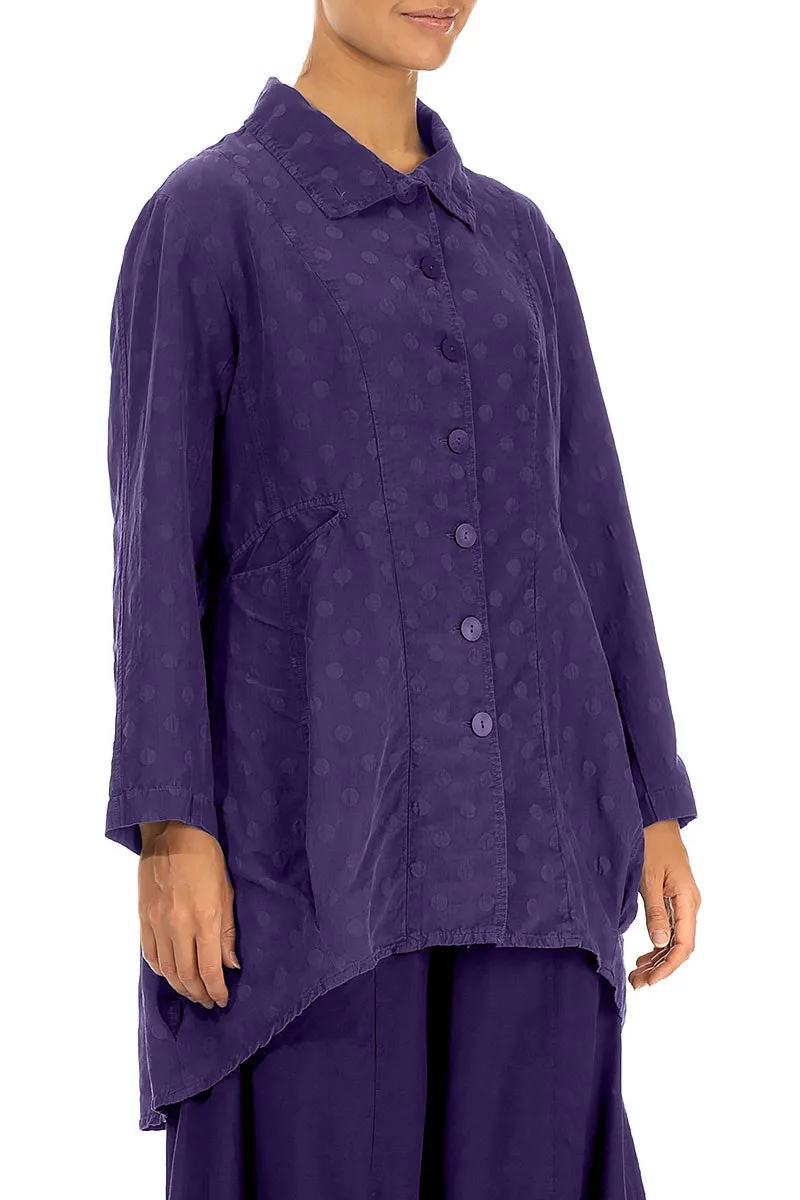 Dotty Royal Purple Balloon Silk Jacket Full Length Zipper