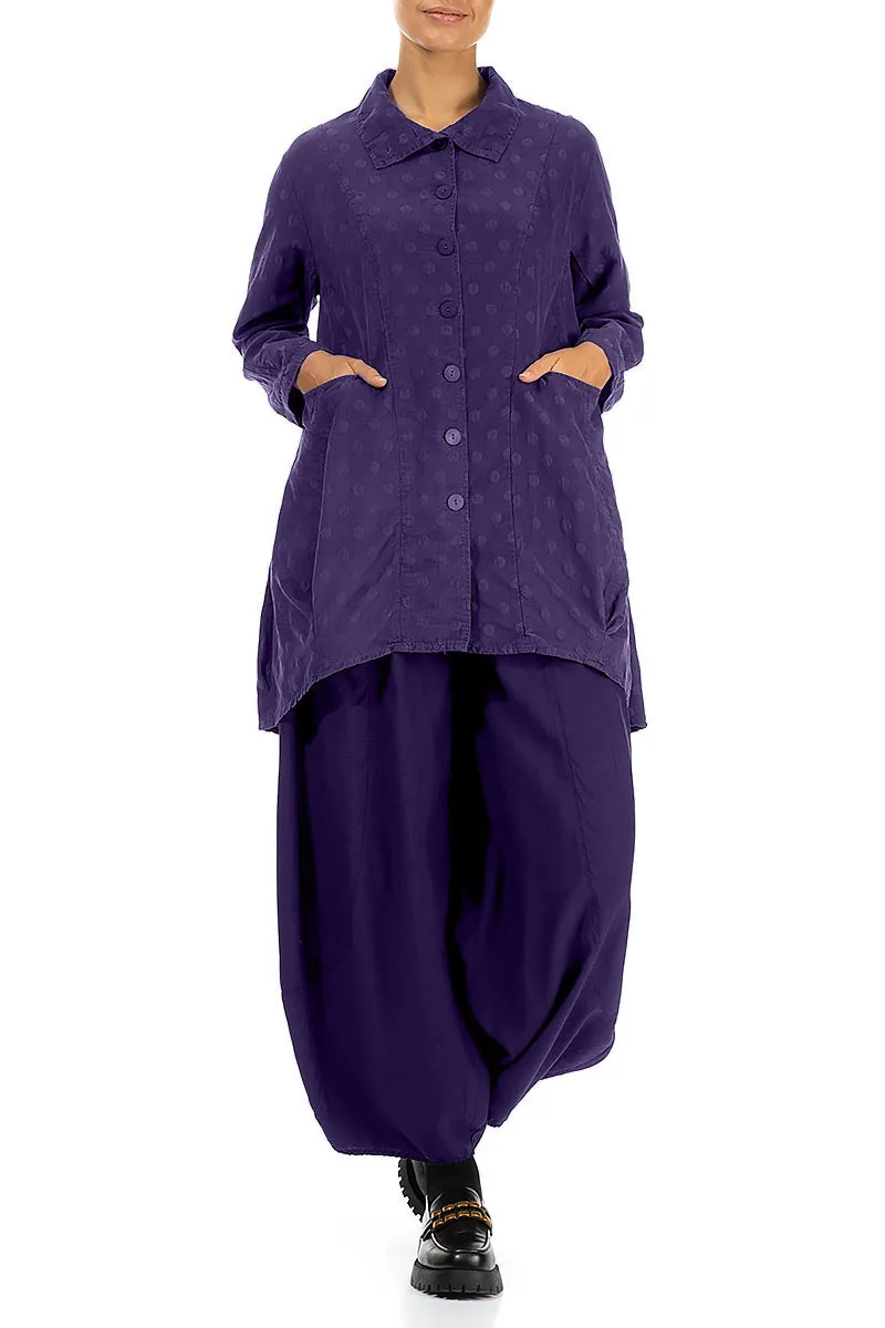 Stretchable Cuffs Moisture Wicking Layer Dotty Royal Purple Balloon Silk Jacket