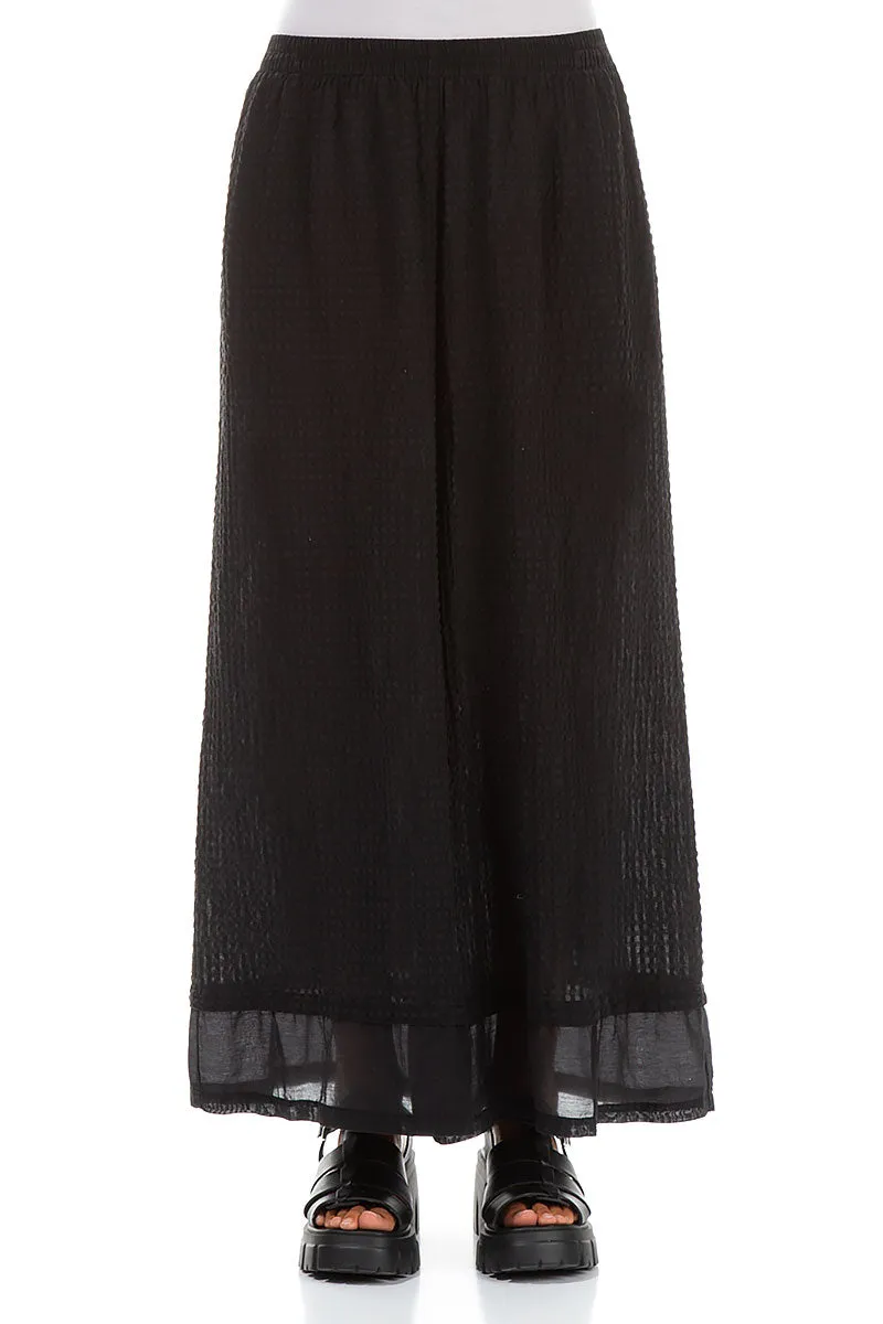 Wide Black Textured Silk Trousers FourWayStretch