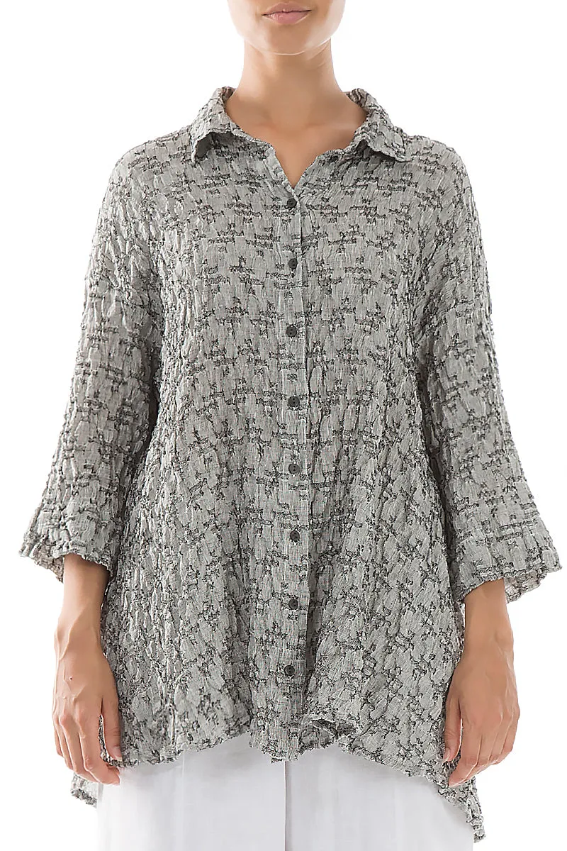 Current Style Subtle pattern Loose Geometric Texture Grey Linen Shirt