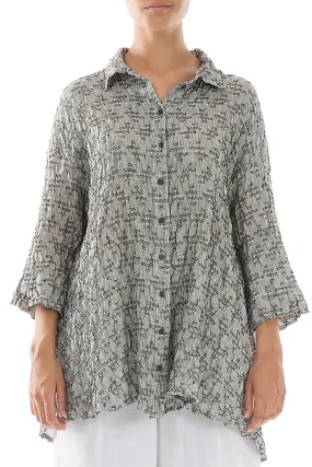 Current Style Subtle pattern Loose Geometric Texture Grey Linen Shirt