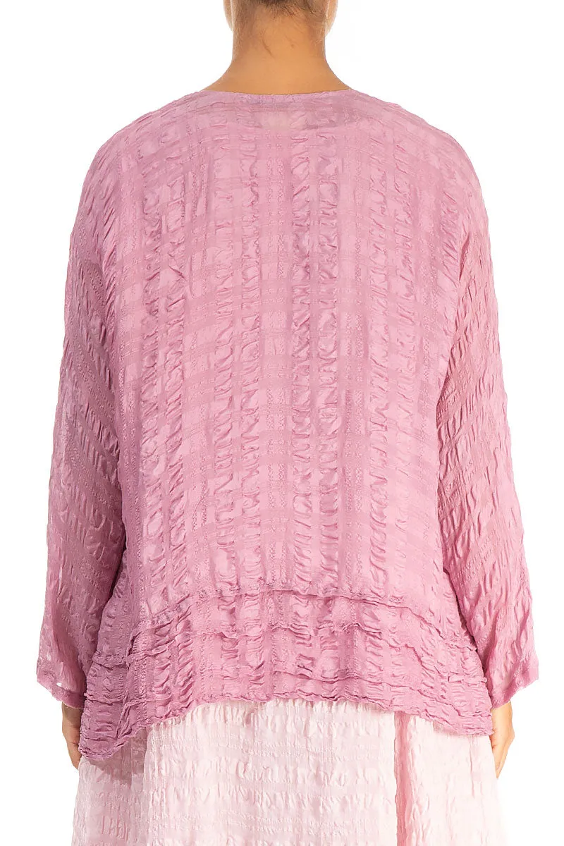 Noise Reduction Design Open Mauve Taupe Textured Silk Jacket