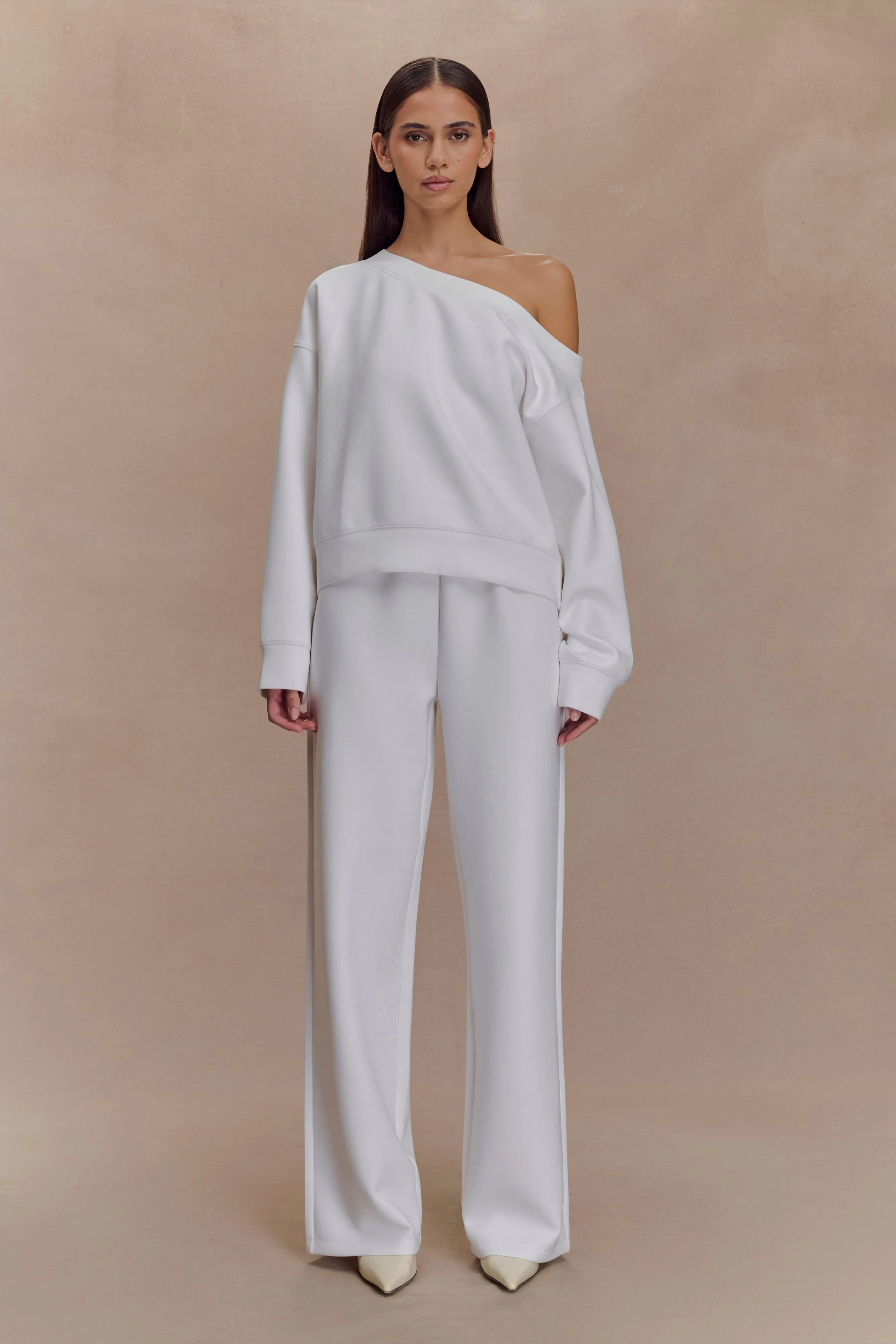 OdorResistant Treatment Noise Reduced Fabrics Aiden Slouchy Crew Jumper - Ivory