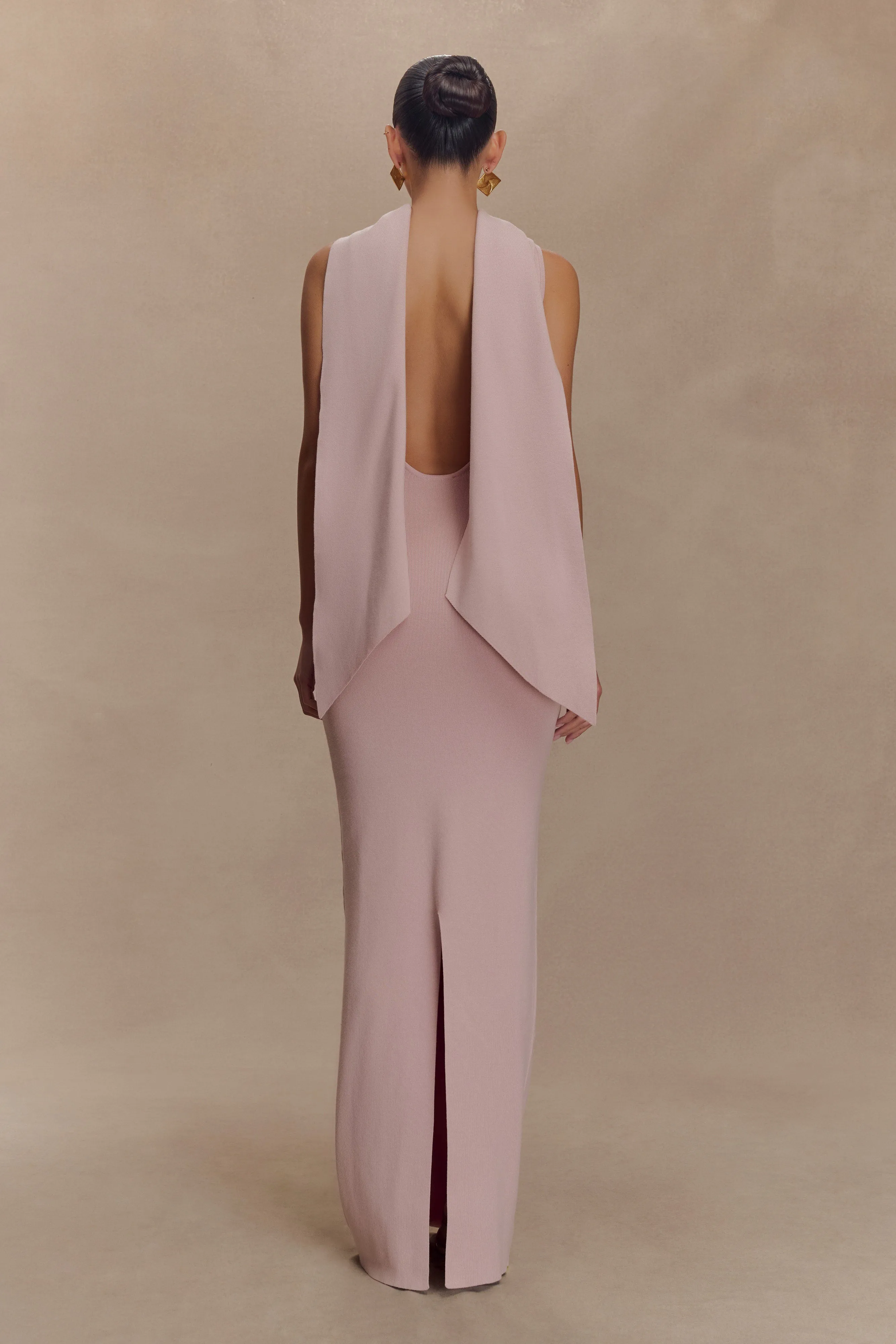 Darby Knit Scarf Maxi Dress - Pale Pink monochrome